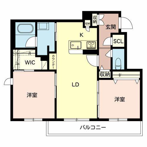 シャーメゾンTG VIA SOLE(2LDK/3階)の間取り写真