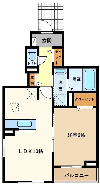 ブランシュネージュ(1LDK/1階)の間取り写真