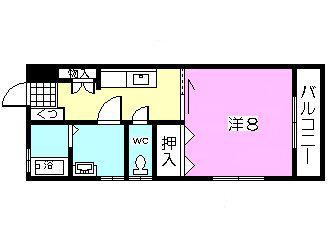 鹿児島県鹿児島市 3階建 築20年(1K/3階)の間取り写真