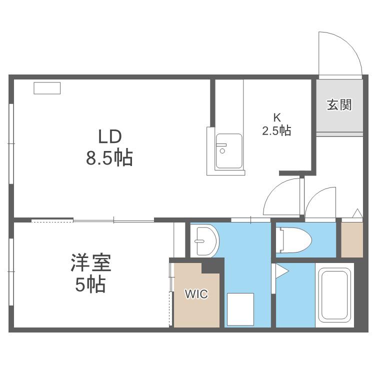 GRAN LUZ発寒(1LDK/3階)の間取り写真