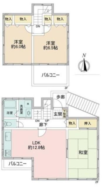 吉祥ガーデン成田東(3LDK/2階)の間取り写真