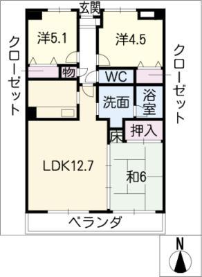 ロイヤルM(3LDK/1階)の間取り写真