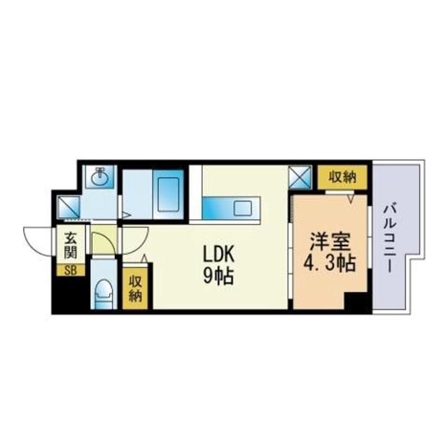 インプルーブ西新(1LDK/4階)の間取り写真