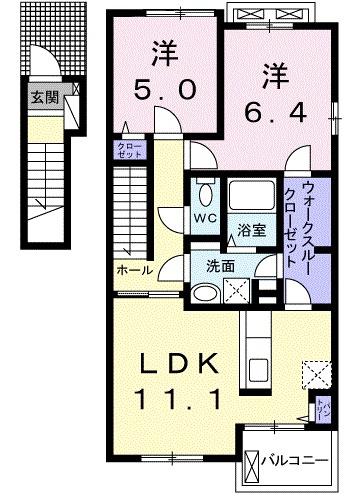 エストレーラIII(2LDK/2階)の間取り写真