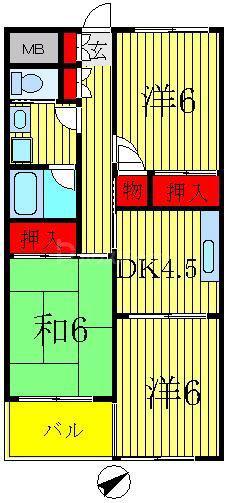 ロイヤルハイツ大野(3DK/1階)の間取り写真