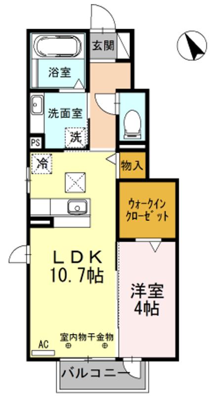 ソフィア大友(1LDK/1階)の間取り写真
