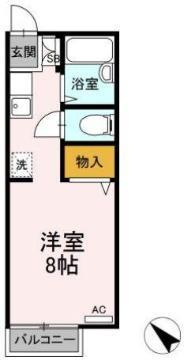 サンライフ内山II(ワンルーム/2階)の間取り写真