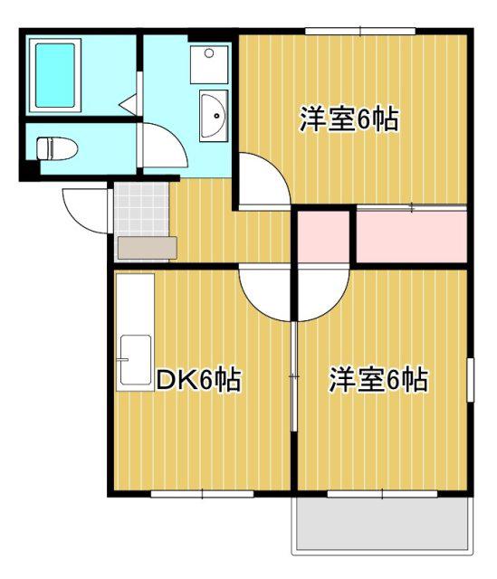 コーポ下石田II(2DK/1階)の間取り写真