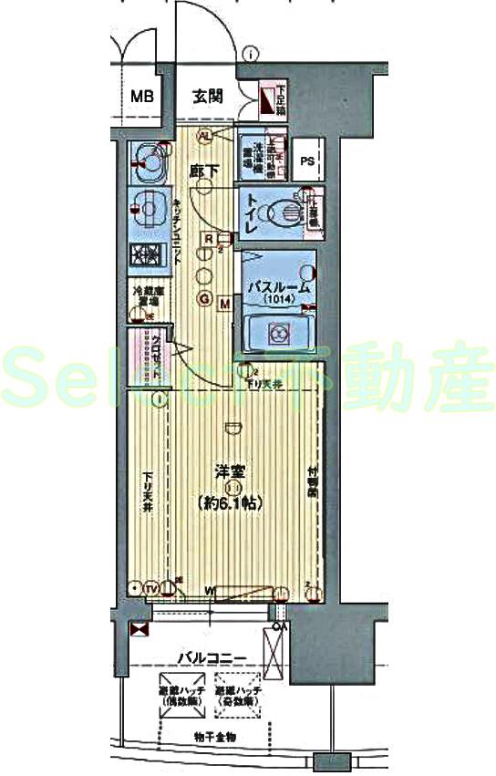 プレサンス桜通グレイス(1K/7階)の間取り写真