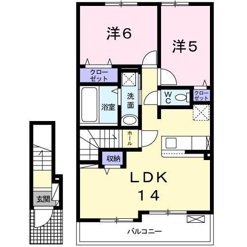 メゾン寺角 QUEST(2LDK/2階)の間取り写真