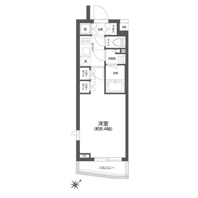 GRAN PASEO 四谷若葉(1K/2階)の間取り写真