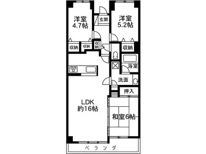 ダイヤモンドスクエア前橋(3LDK/8階)の間取り写真