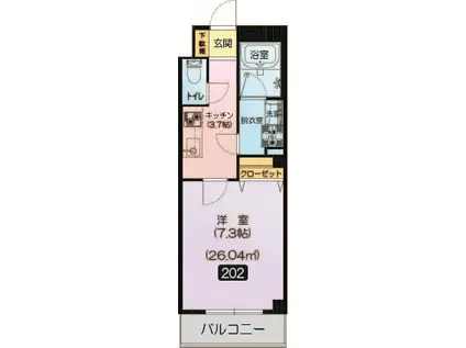 JR埼京線 北与野駅 徒歩5分 3階建 築12年(1K/2階)の間取り写真