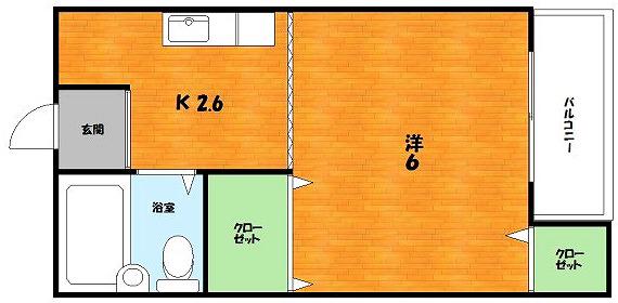 山戸ハイツ(1K/2階)の間取り写真
