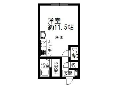 北海道釧路市住吉1-1-1 ウィローハイツF(ワンルーム/1階)の間取り写真