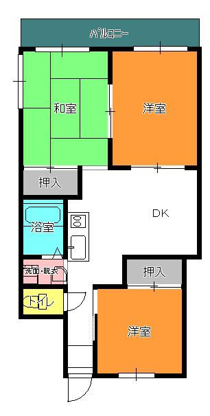 プランドール須崎(3DK/3階)の間取り写真