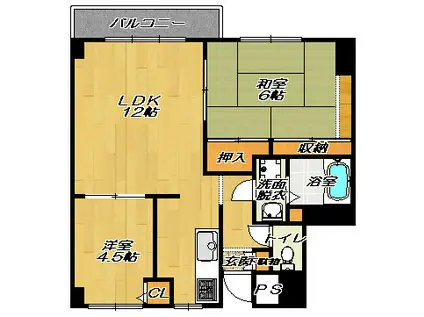 イーストマンション(2LDK/3階)の間取り写真