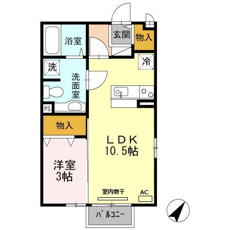 インター池田II(1LDK/1階)の間取り写真
