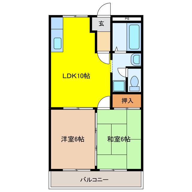 コットンハウスI(2LDK/1階)の間取り写真