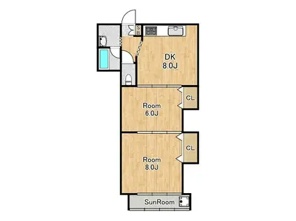 ウェーブ平尾(2LDK/3階)の間取り写真