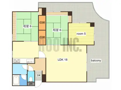 伽屋町マンション(3LDK/6階)の間取り写真