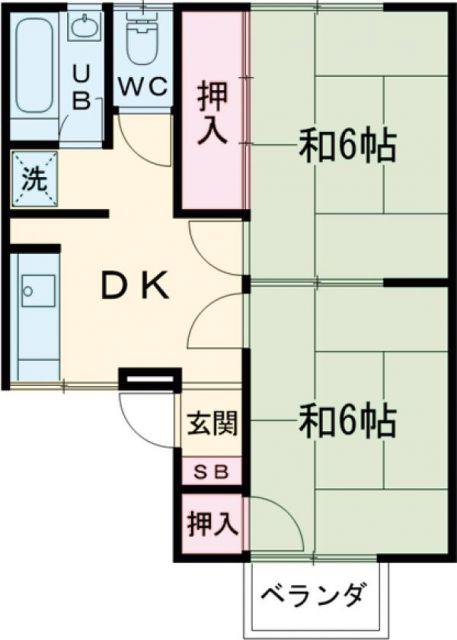 第二コーポ田中(2DK/2階)の間取り写真