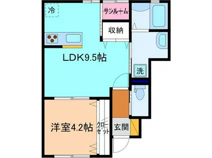 MI CASITA(1LDK/1階)の間取り写真