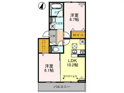 ブロードメゾン(2LDK/2階)の間取り写真