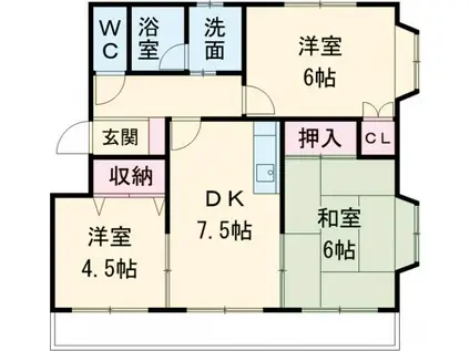 ヴューラセイホウ(3DK/2階)の間取り写真