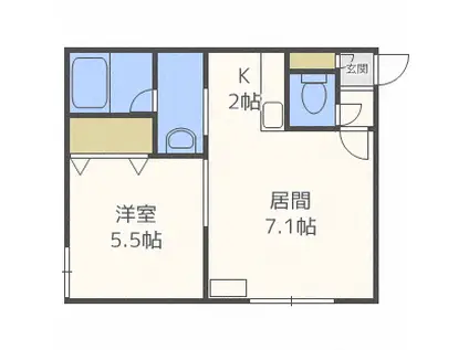 ラ・ガーレ麻生(1LDK/4階)の間取り写真