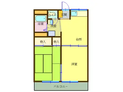 ハイツWACHI A(2DK/1階)の間取り写真