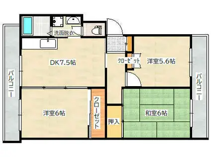 シルバーマンション(3DK/3階)の間取り写真