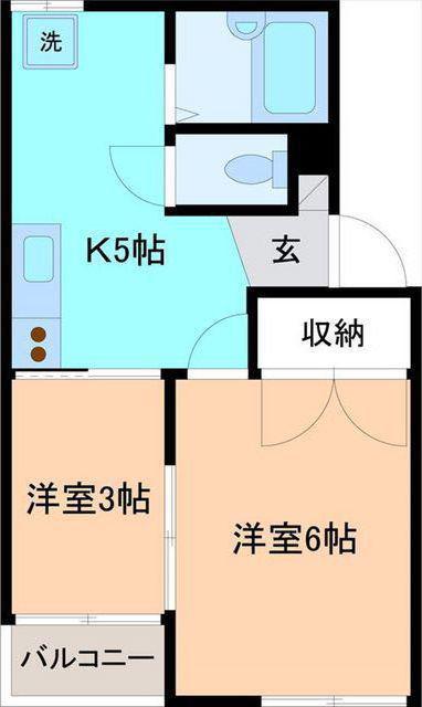 グリーンハイツI(2K/2階)の間取り写真