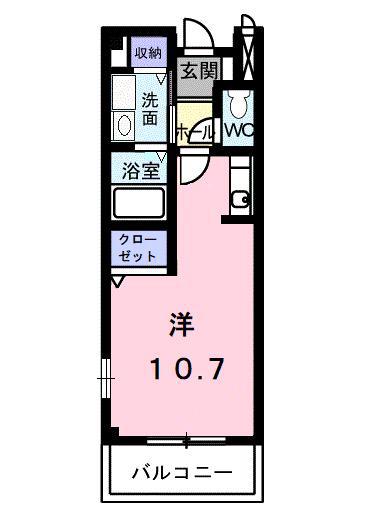 エスポワール土居C(ワンルーム/2階)の間取り写真