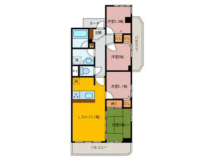 アーバンシティ長泉弐番館(4LDK/3階)の間取り写真