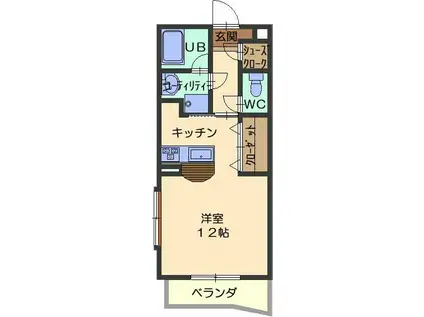 ケベルグ(ワンルーム/4階)の間取り写真