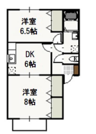 セシーズ兼基B(2DK/2階)の間取り写真
