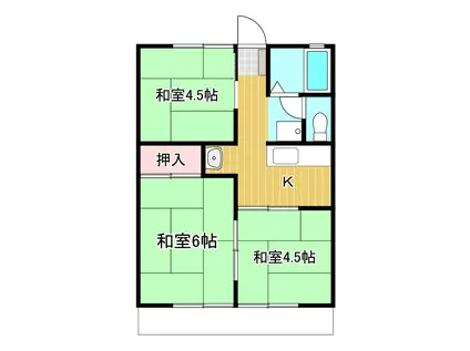 シティハイム椿ヶ丘(3K/1階)の間取り写真