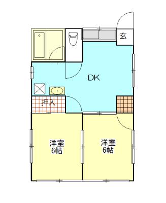べルフォーレ 北水海道(2DK/1階)の間取り写真