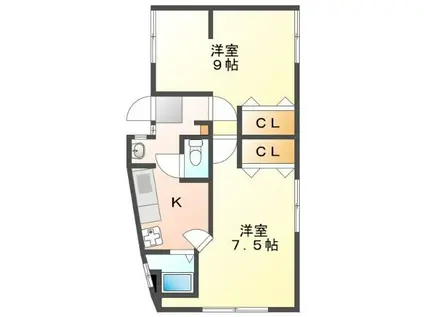 マンションセーヌ ホームメイト吹田駅前店管理部件(2K/2階)の間取り写真