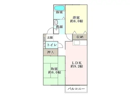 メゾン欅(2DK/2階)の間取り写真