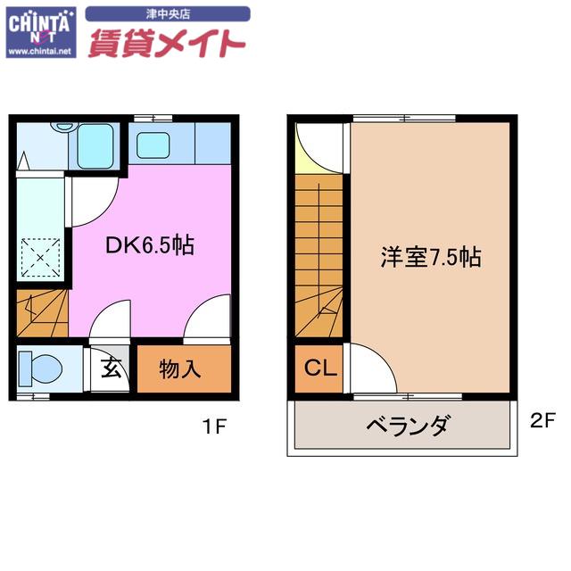 アンセーヌメゾン(1DK/1階)の間取り写真