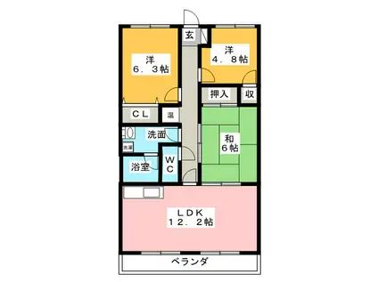 メッセ・ミサキ I(3LDK/3階)の間取り写真