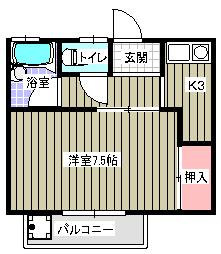 エメローズ高橋(1K/2階)の間取り写真