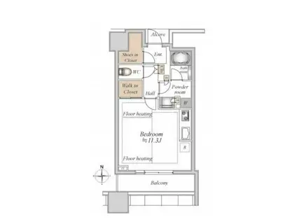 白金ザ・スカイ西棟(ワンルーム/8階)の間取り写真