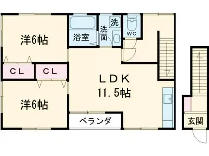 リバーサイド下田C(2LDK/2階)の間取り写真