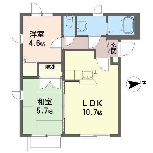 キャップ類家(2LDK/2階)の間取り写真