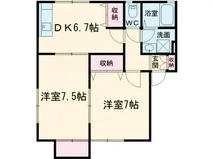 ペットソラーレ(2DK/2階)の間取り写真