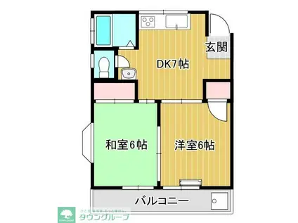 メゾンソレイユ(2DK/2階)の間取り写真