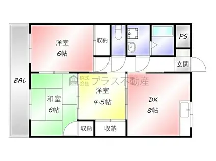 グランシャトー玉川(3DK/3階)の間取り写真
